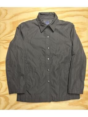 Gap Men's Small Fleece Button Down Black Long Sleeve Collered Jacket